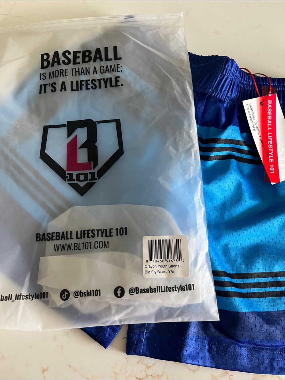 Baseball Lifestyle 101 big fly blue shorts - Picture 4 of 4